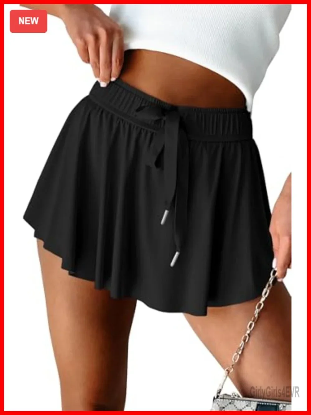 Athletic Skort with Inner Shorts High Waisted Drawstring Quick Dry Running Mini